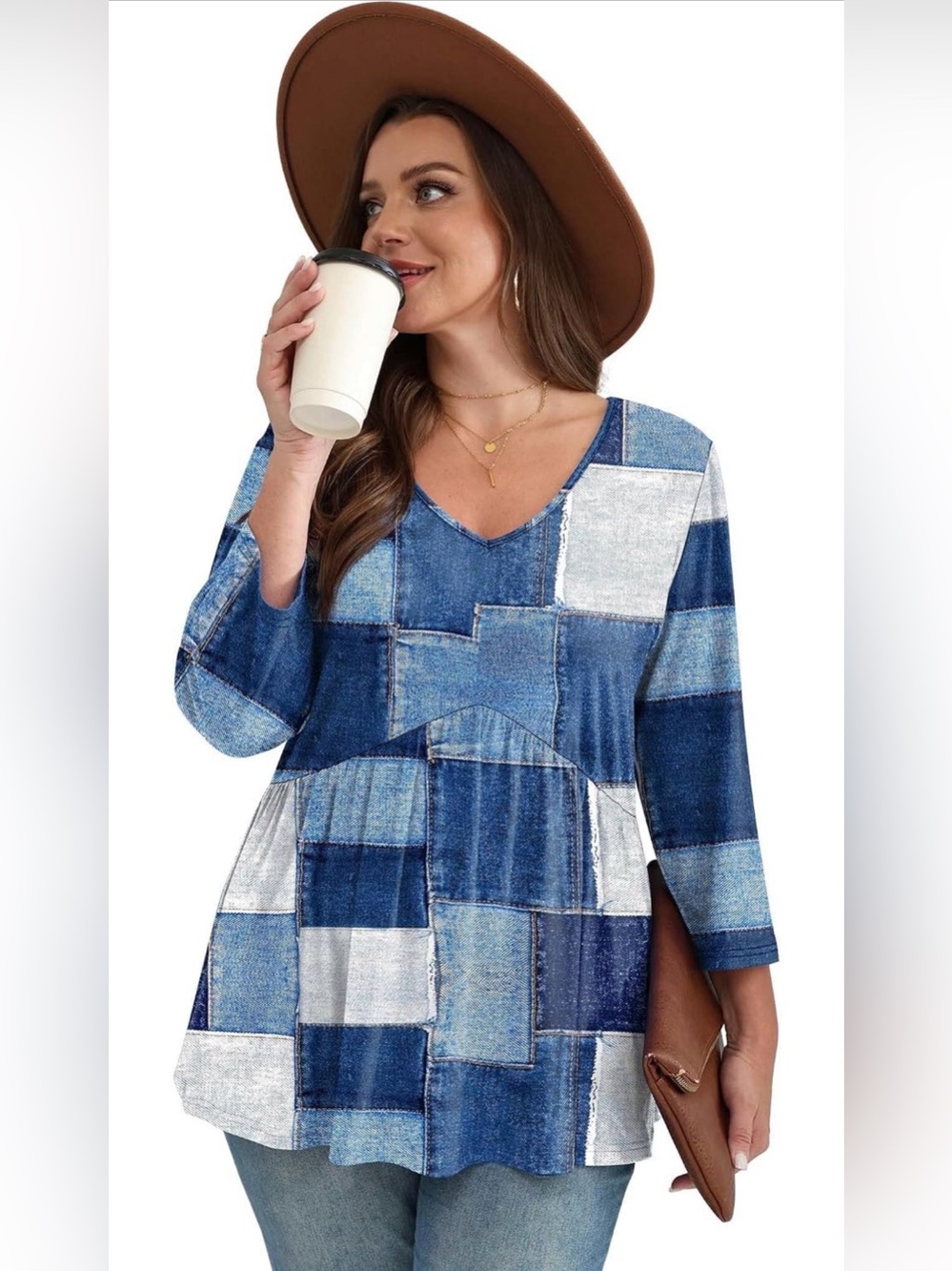 OFEEFAN 3/4 Length Sleeve Womens Tops 2026 Blouses for Women Dressy Casual Fashi
